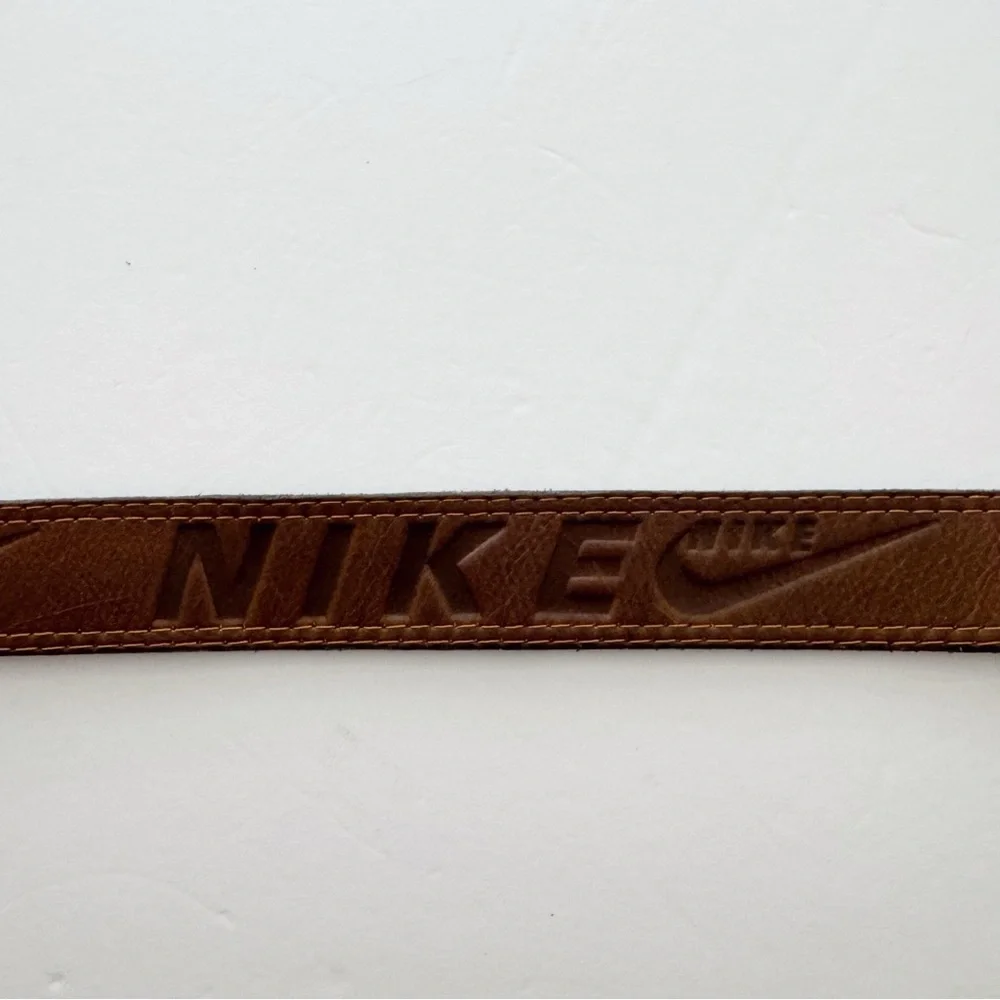 Vintage Nike Brown Leather Logo Belt - Picture 4 of 9